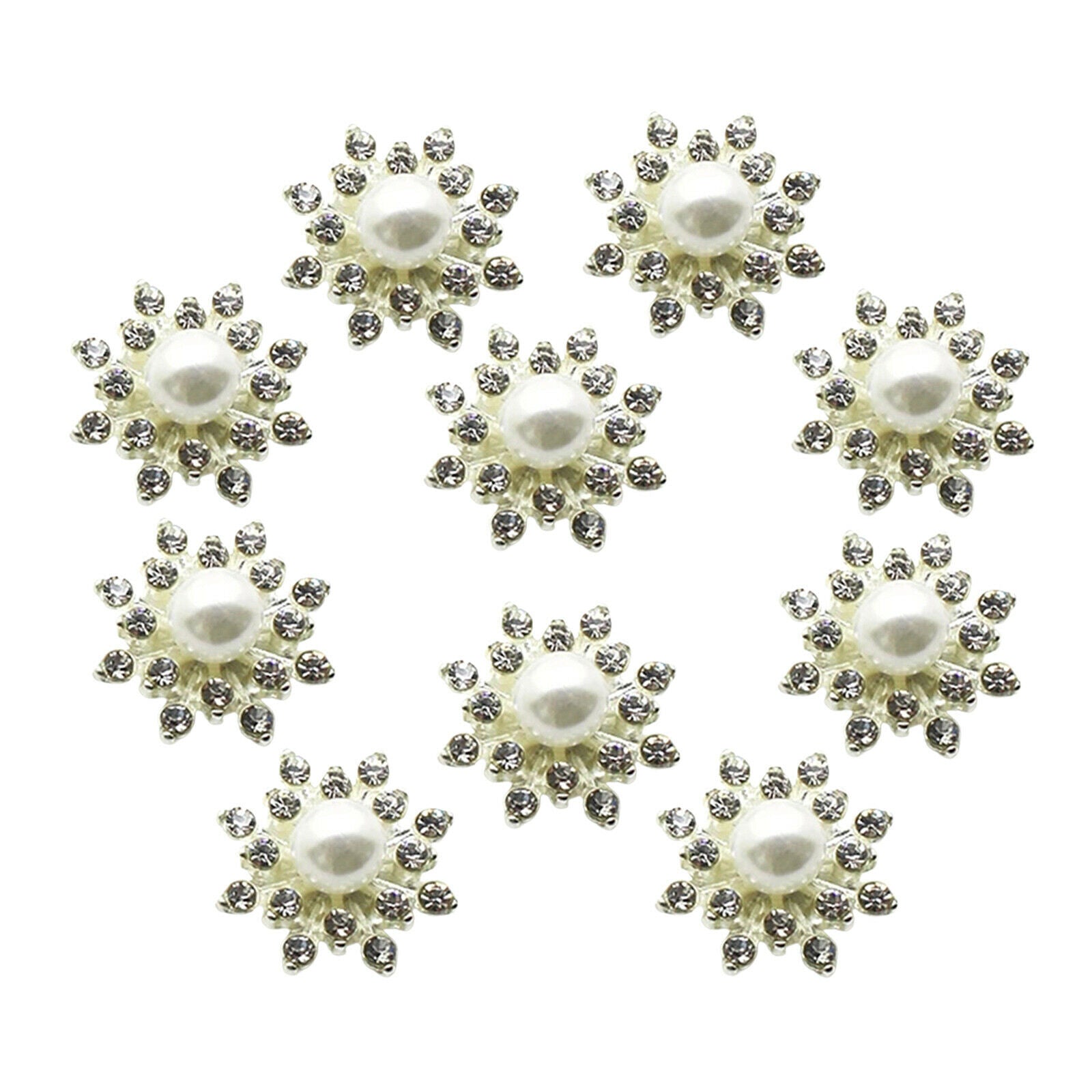 10pcs/set 16mm Rhinestone Embellishments Glitter for Buttons Flower Dress