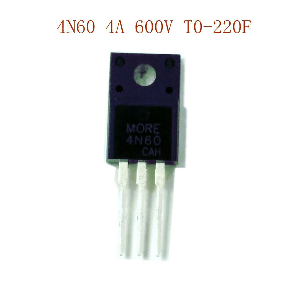 10x 4N60 N Channel MOSFET, 4A, 600V, to 220F for Switching Power Supplies