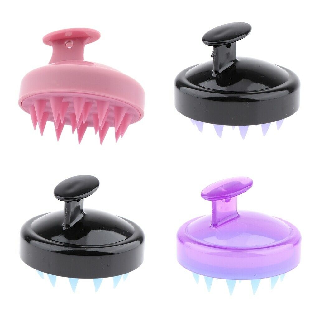 4pcs Shower Hair Scalp Massager Brush Portable Soft Silicone Safe Shiny