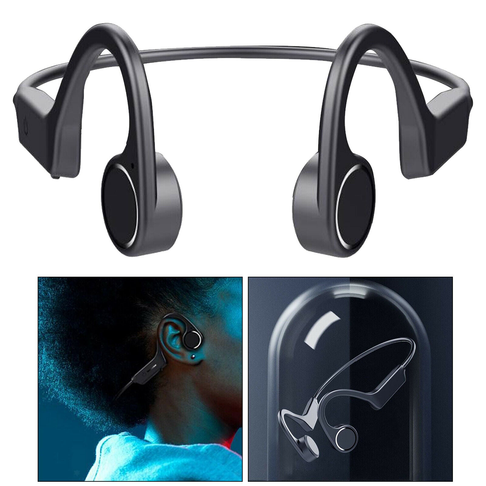 Open Ear Bluetooth Neckband Headset Hand-Free Stereo Earbuds Lightweight