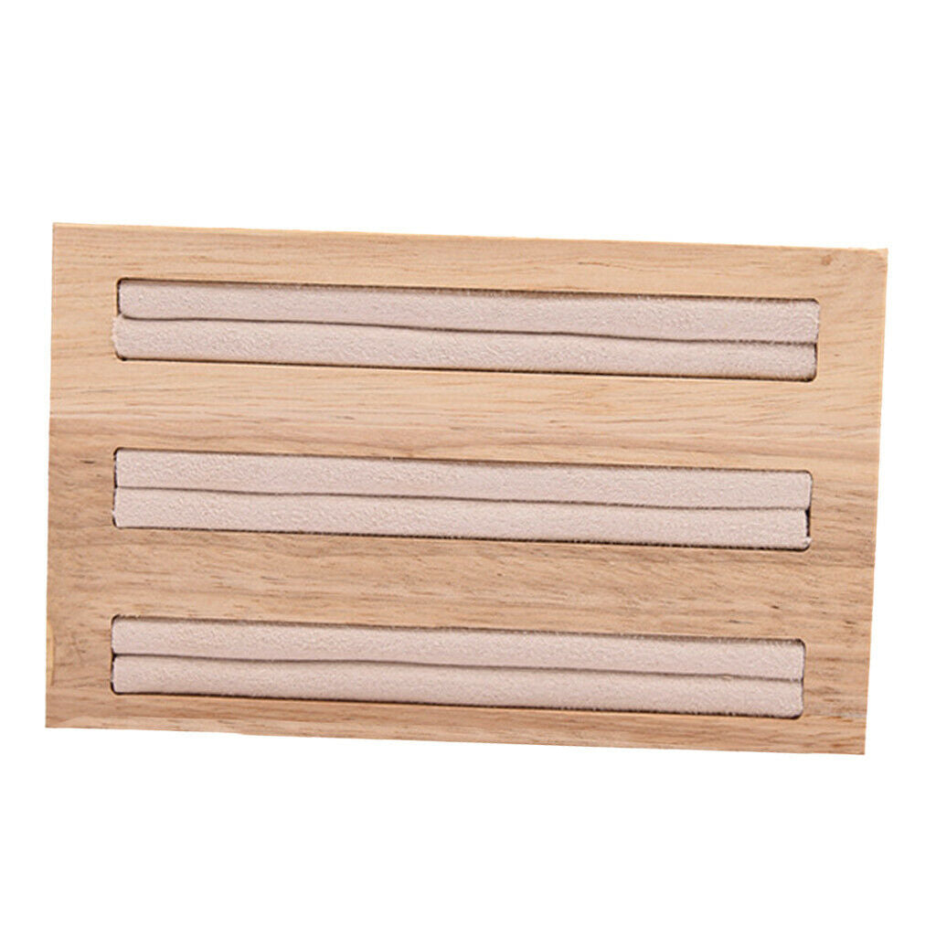2Pcs Natural Wooden Leather Jewelry Ring Display Stand Bracelet Holder Organizer