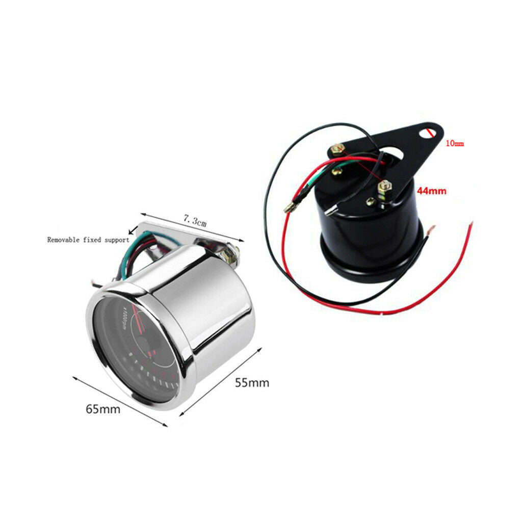 Motorcycle 13000RPM Tachometer Tacho Gauge Meter Led Backlight 12V Chrome
