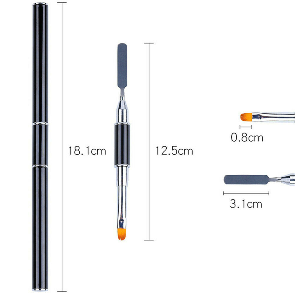 Professional Dual-ended Painting Pen Spatula Drawing UV Gel Brush Nail Art Pen@