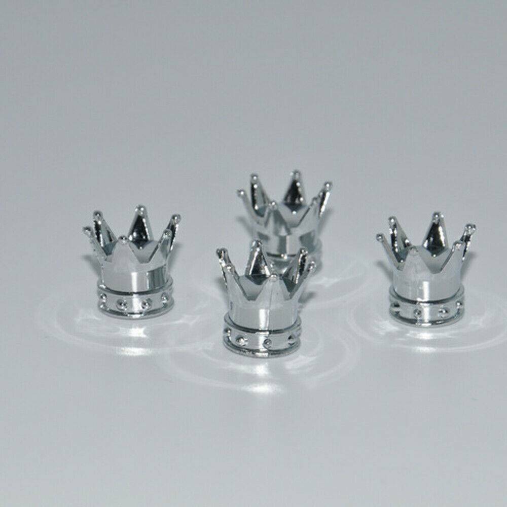 4Pcs Chrome Crown Car Wheel Air Tyre Valve Dust Caps Covers Wheel Rim Set UK