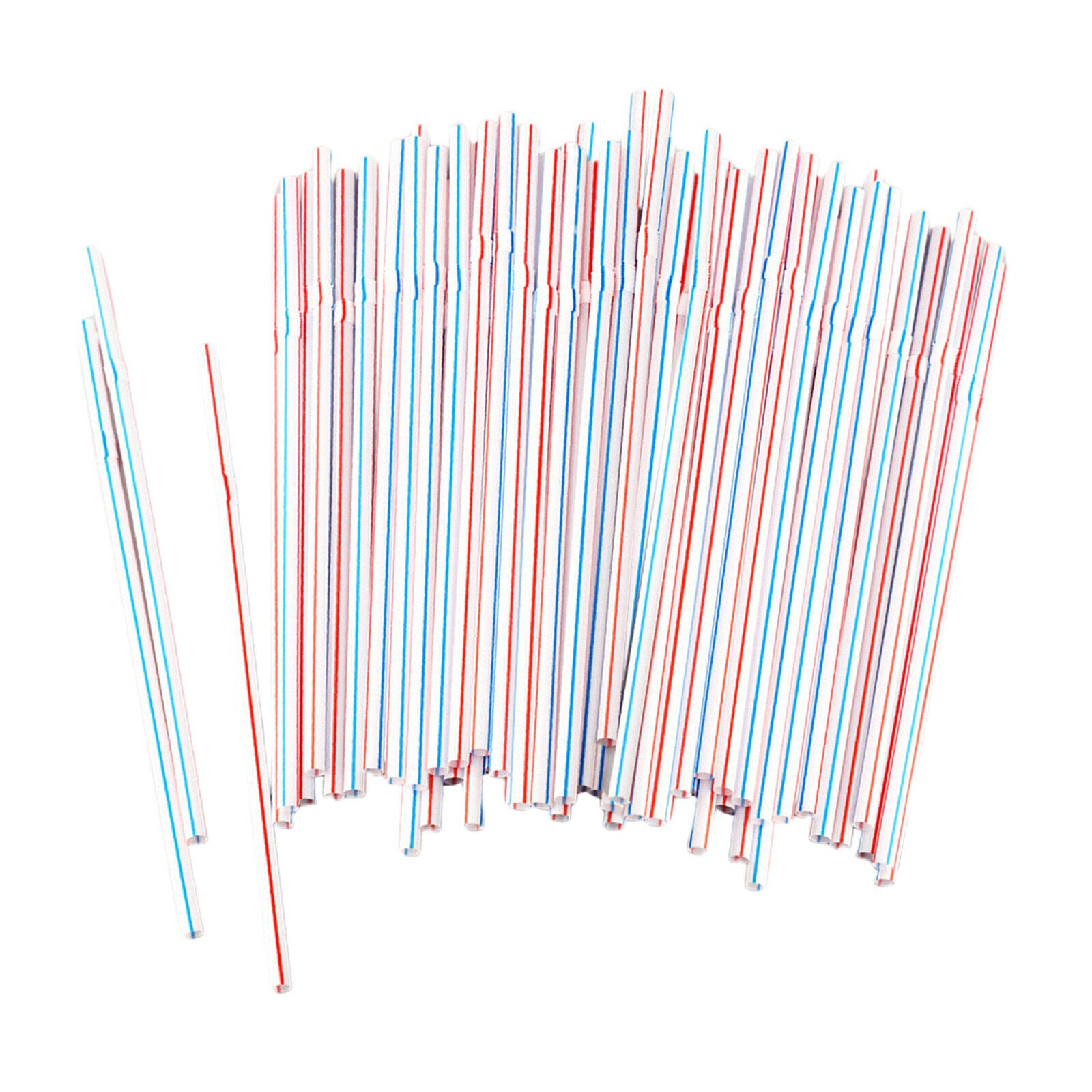 100 Pieces 100 Pack Plastic Disposable Drinking Straws Bendy Stripped Straws