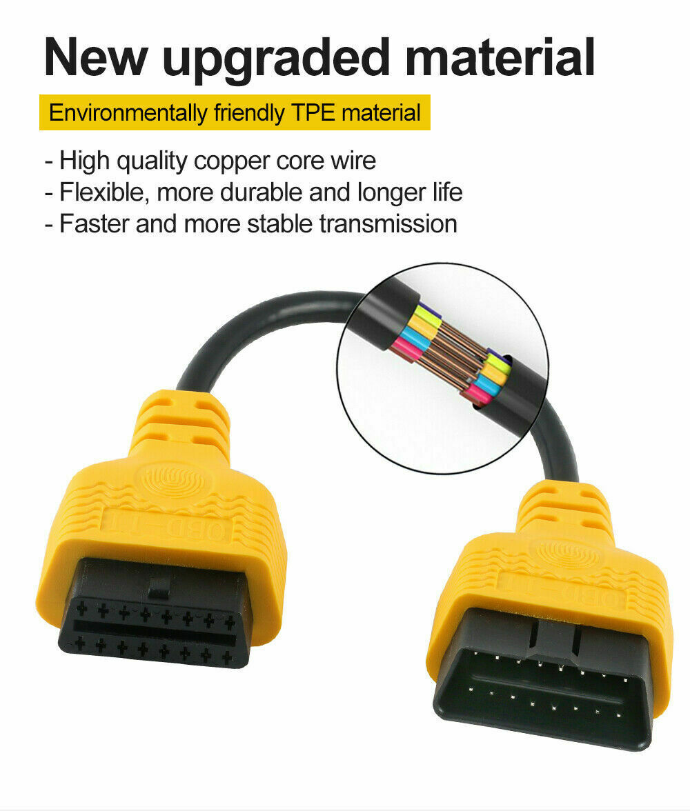 Autool OBD2 16PIN MÃ¢le Ã€ Femelle Extension CÃ¢ble Diagnostic Connecteur 30cm S150
