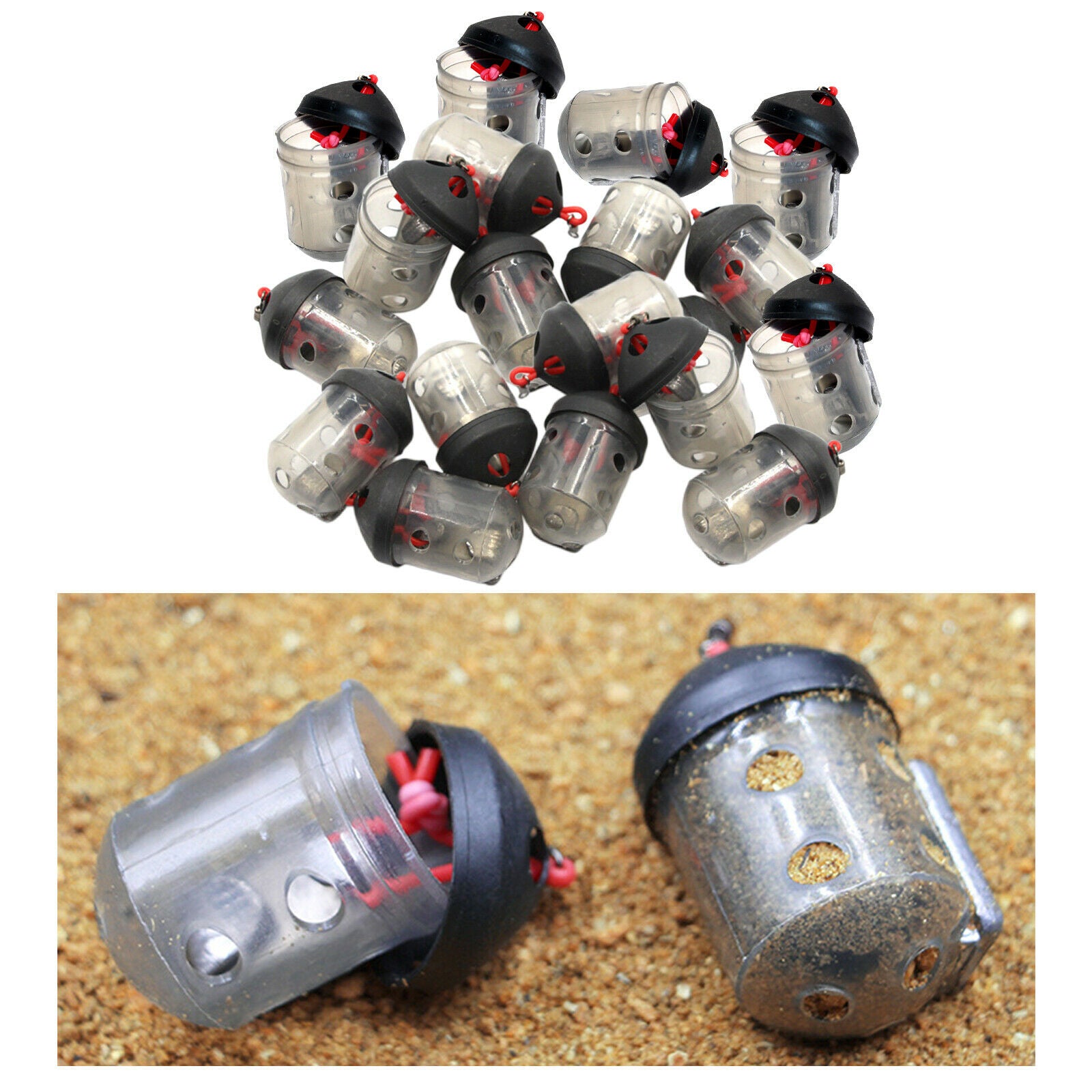 20Pieces Fishing Bait Feeder Holder Pellet Lure Cage Thrower Lead Flyfish Sinker