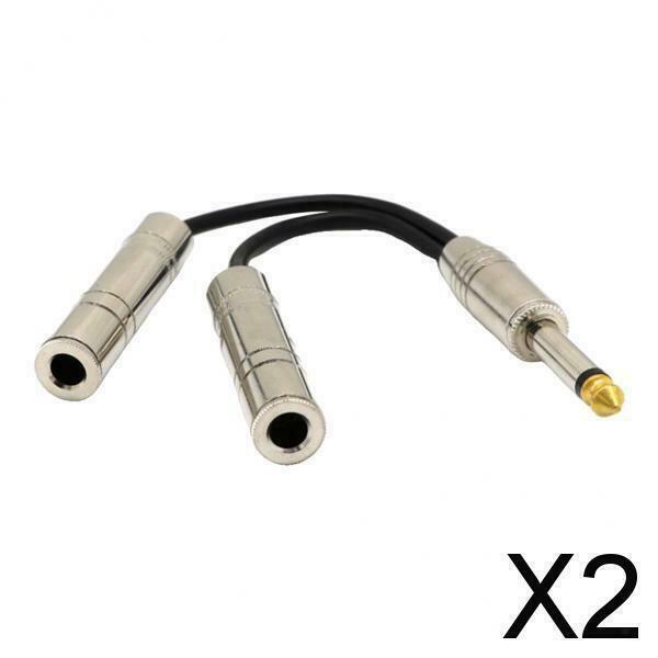 2X 8" 1/4" Audio Jack Male to Dual 6.5mm Mono Female Audio Y Splitter Audio