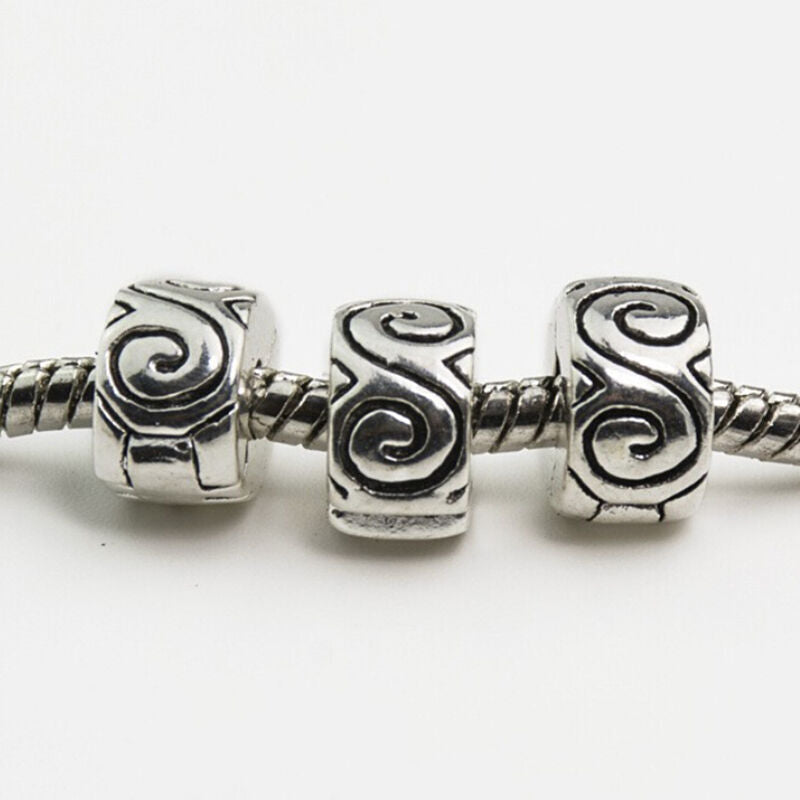 2 Clips Locks Beads Water Ripple Stopper Bead Fit Bracelets & Bangles Jewe.l8