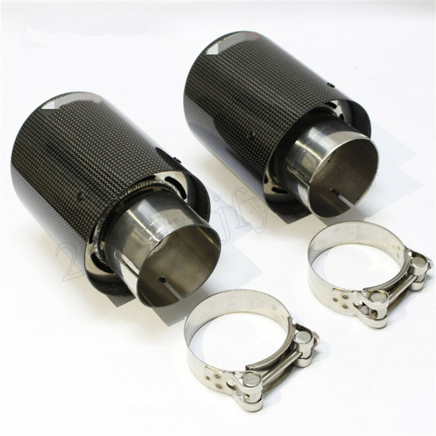 Inlet 3" 76mm Outlet 4.5" 114mm Carbon Fiber Glossy Exhaust Tips Muffler Pipe
