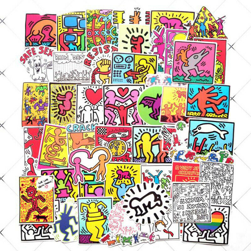 50Pcs Keith Haring Stickers Waterproof Laptop Skateboard Luggage Guitar Stic GR