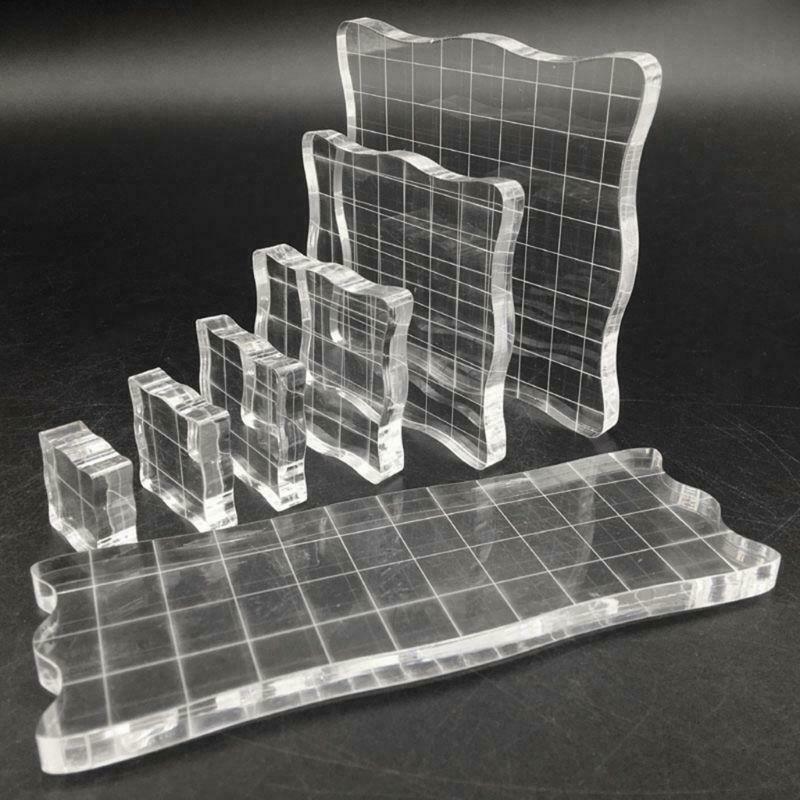 7pcs Transparent Acrylic Clear Stamp Block Pad Scrapbooking DIY Handmade Tool