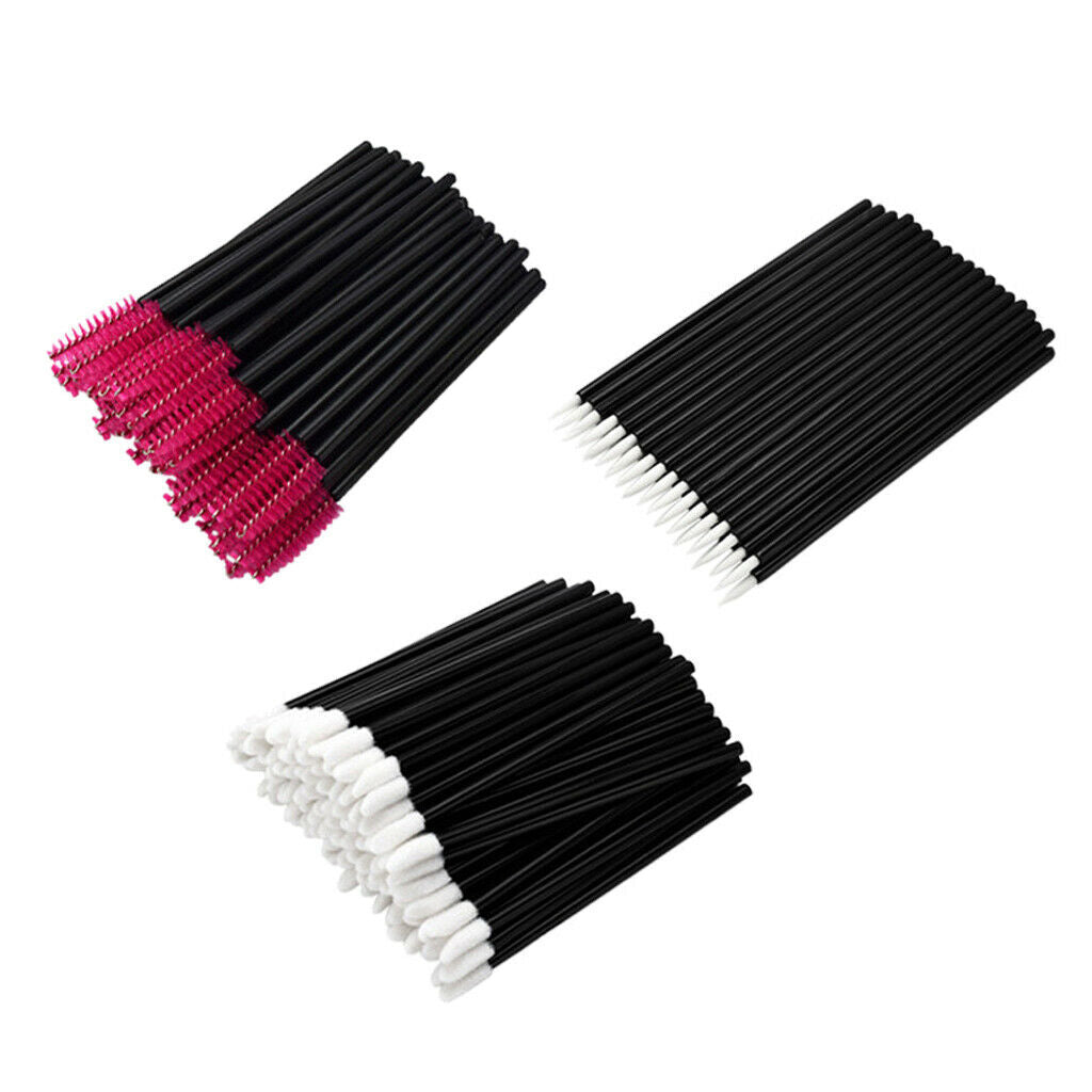 150x Lip Eyeliner Eyelash Brushes Mascara Makeup Wands Disposable Applicator Red