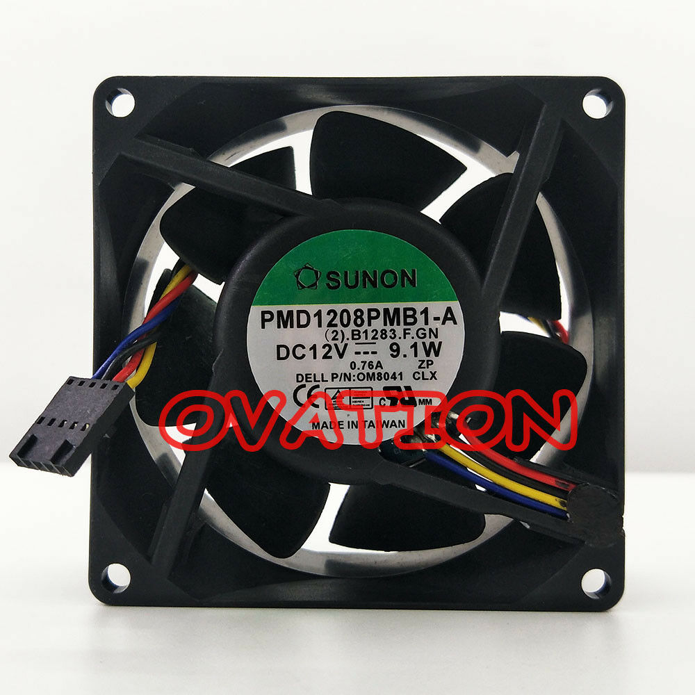 For SUNON PMD1208PMB1-A 80x80x38mm Cooler Cooling Fan DC 12V 9.1W 4Pin PWM