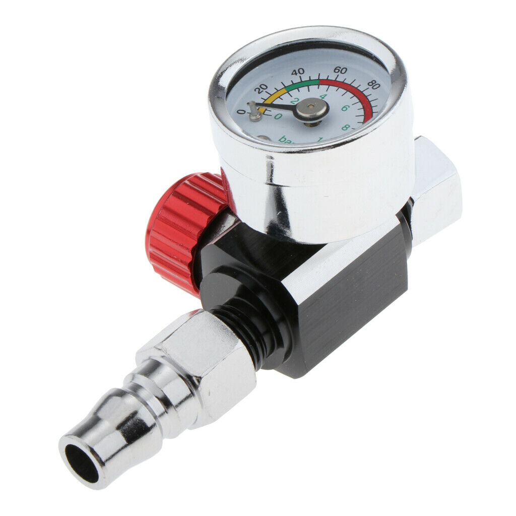 2x Universal Metal Paint Spray Gun Air Regulator 0-12BAR Valve Gauge Red