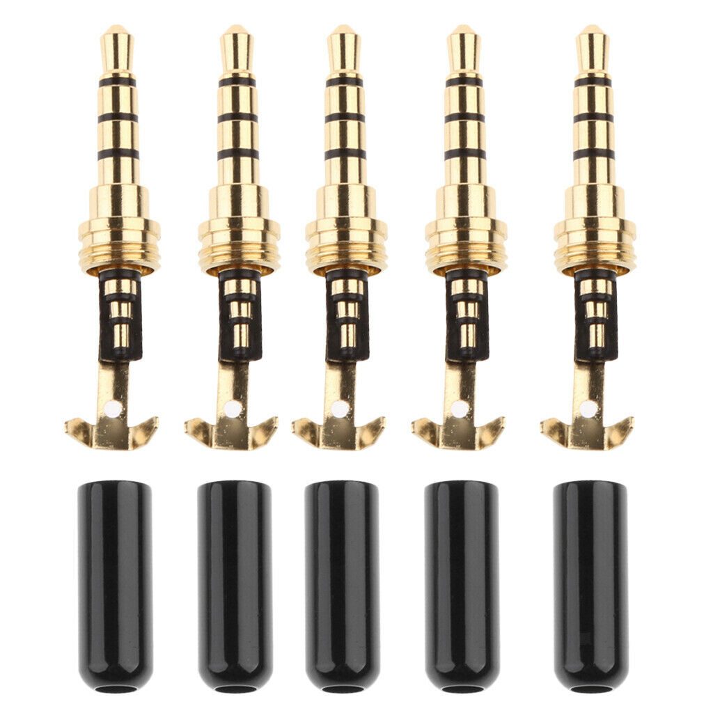 5x 4 Pole 3.5mm 1/8" TRRS Stereo Male Audio Head Jack Plug for Earphone