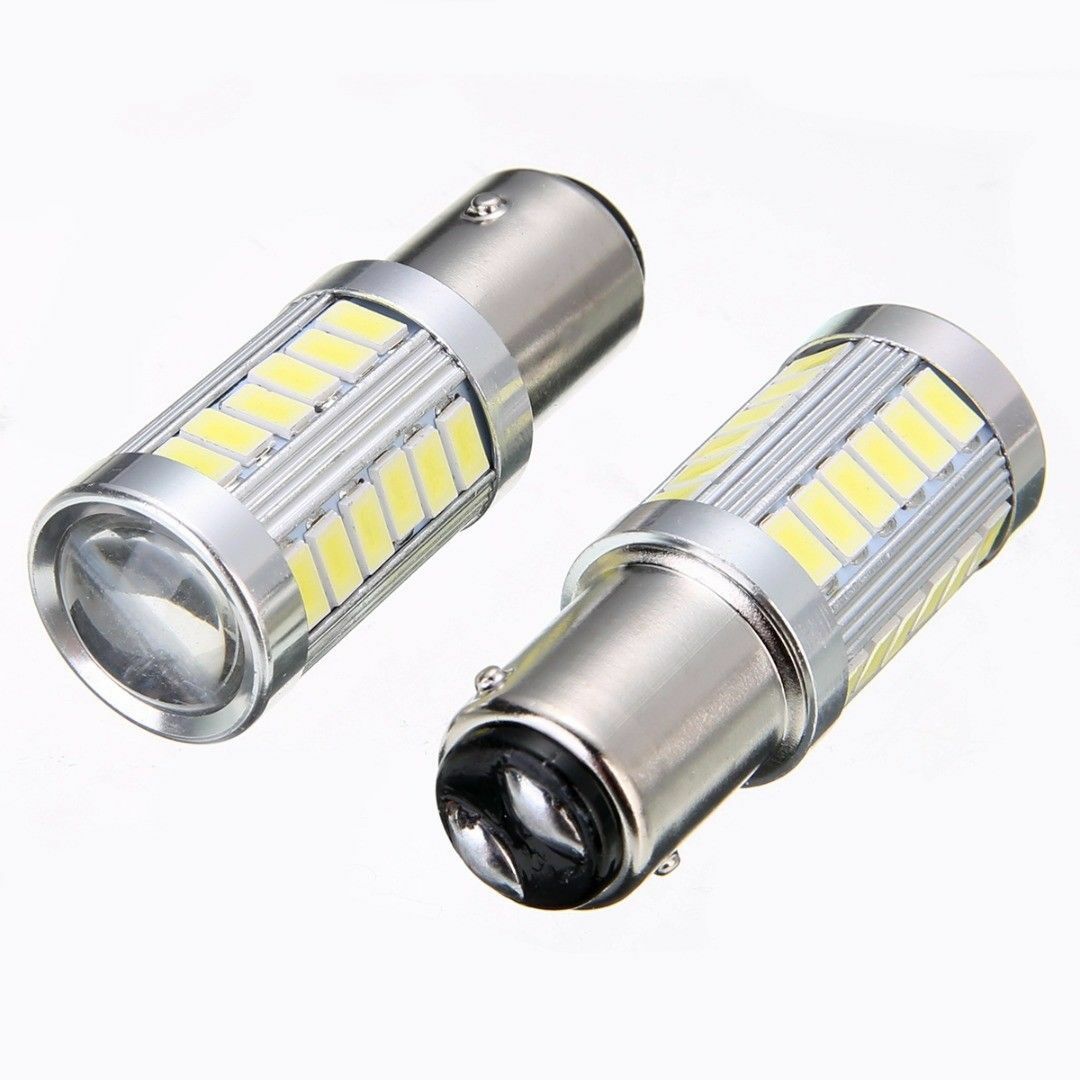 2 PCS BA15D P21W 1157 33SMD White LED Car Backup Reverse Head Bulbs Lights New