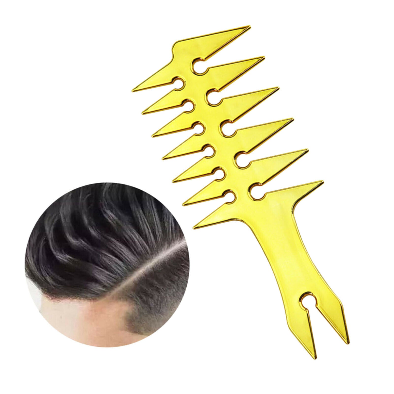 Men's Oil Head Comb Wide Fork Comb Barber for Slicked Back Hairstyle Golden