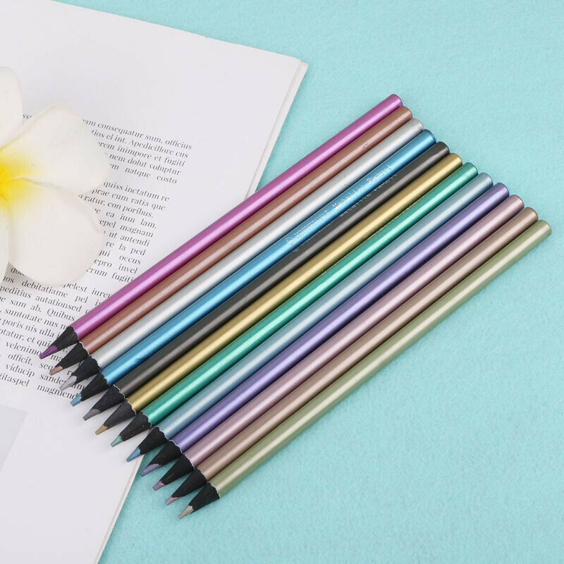 12Pcs Metallic Non-Toxic Colored Drawing Pencils Drawing Sketching PencilBDAU