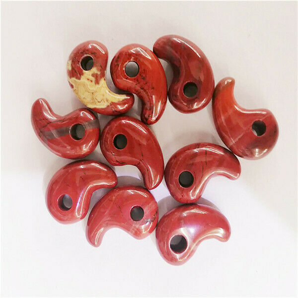 10Pcs 23x16x7mm Natural Red Jasper Magatama Pendant Bead Charms Craft Gem HH9442