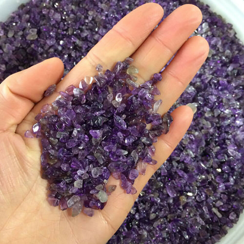 50g Natural Mini Amethyst Quartz Crystal Stone Rock Chips Lucky decoration