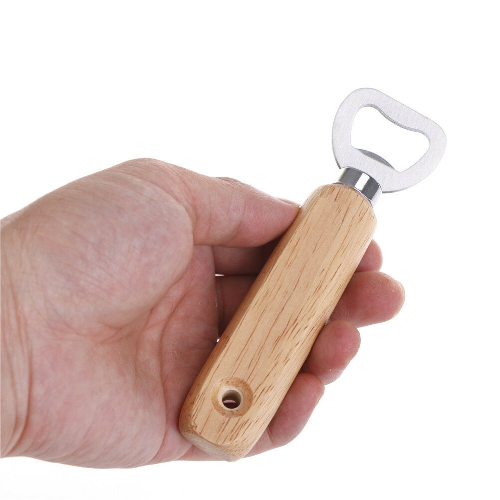 Wood Handle Bartender Bottle Opener Wine Beer Soda Glass Opener Kitchen Nice