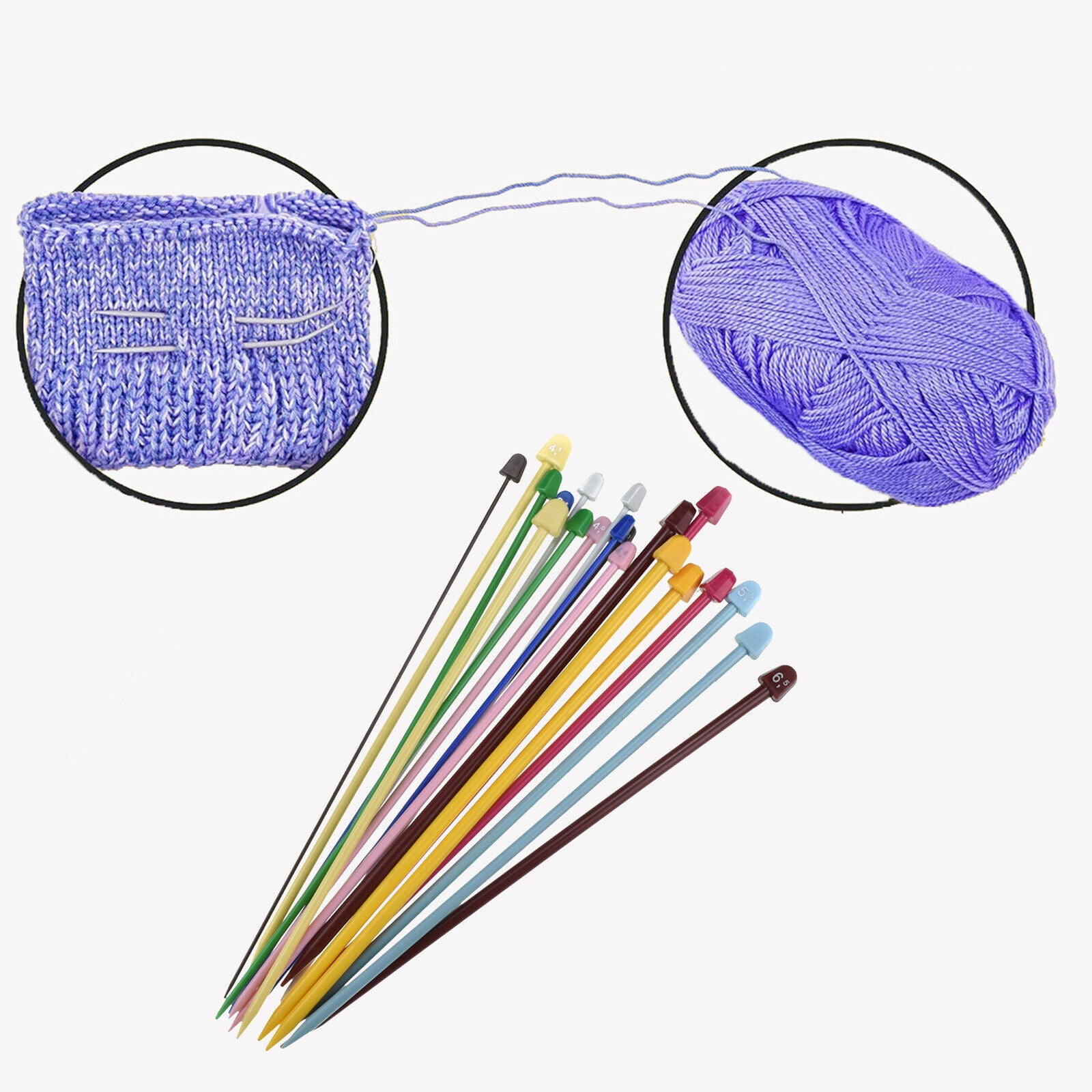 20Pcs Knitting Needles Set Colored Single Pointed Weaving Tool for DIY Hats