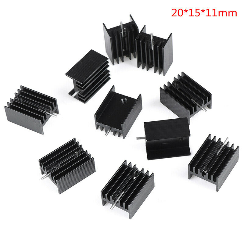 10Pcs 20x15x11mm Black Aluminum Heat Sink for TO-220 TrioDD