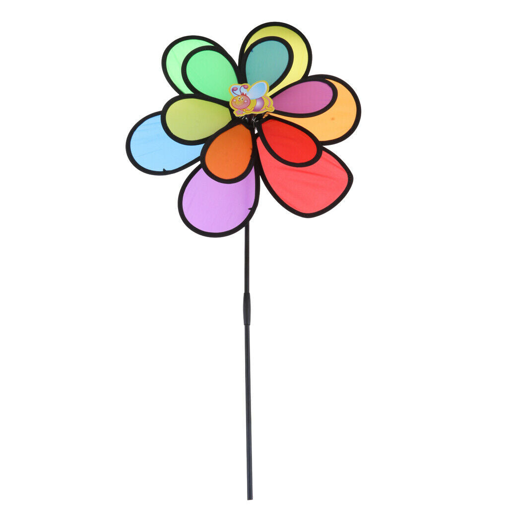 Large Double Pinwheel Flower Windmill Whirligig Home Yard Garden Decor Kids
