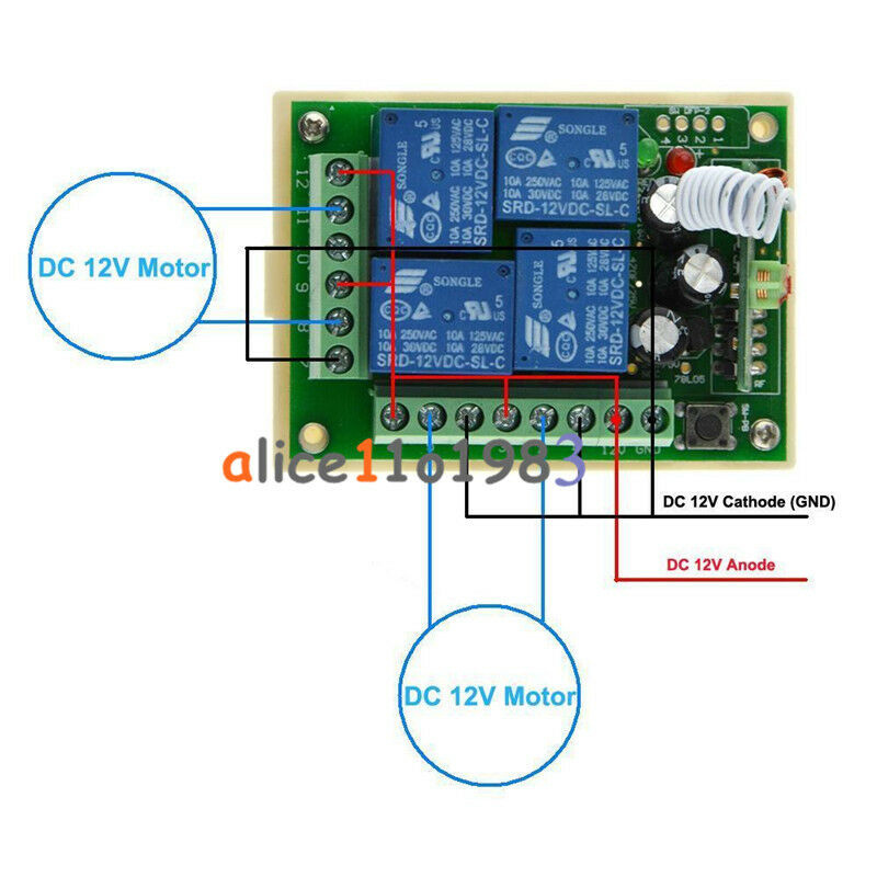 DC 12V 4 Channels Wireless Remote Control Switch Peach Wood Transmitter Receiver