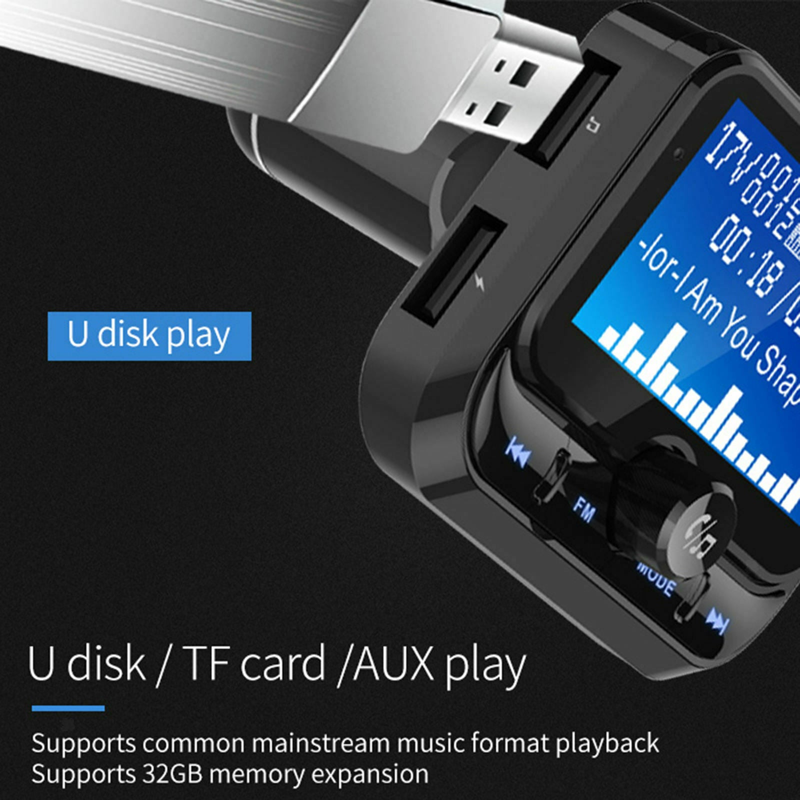 Bluetooth FM Transmitter Car Charger Quick Charging Handsfree Calling