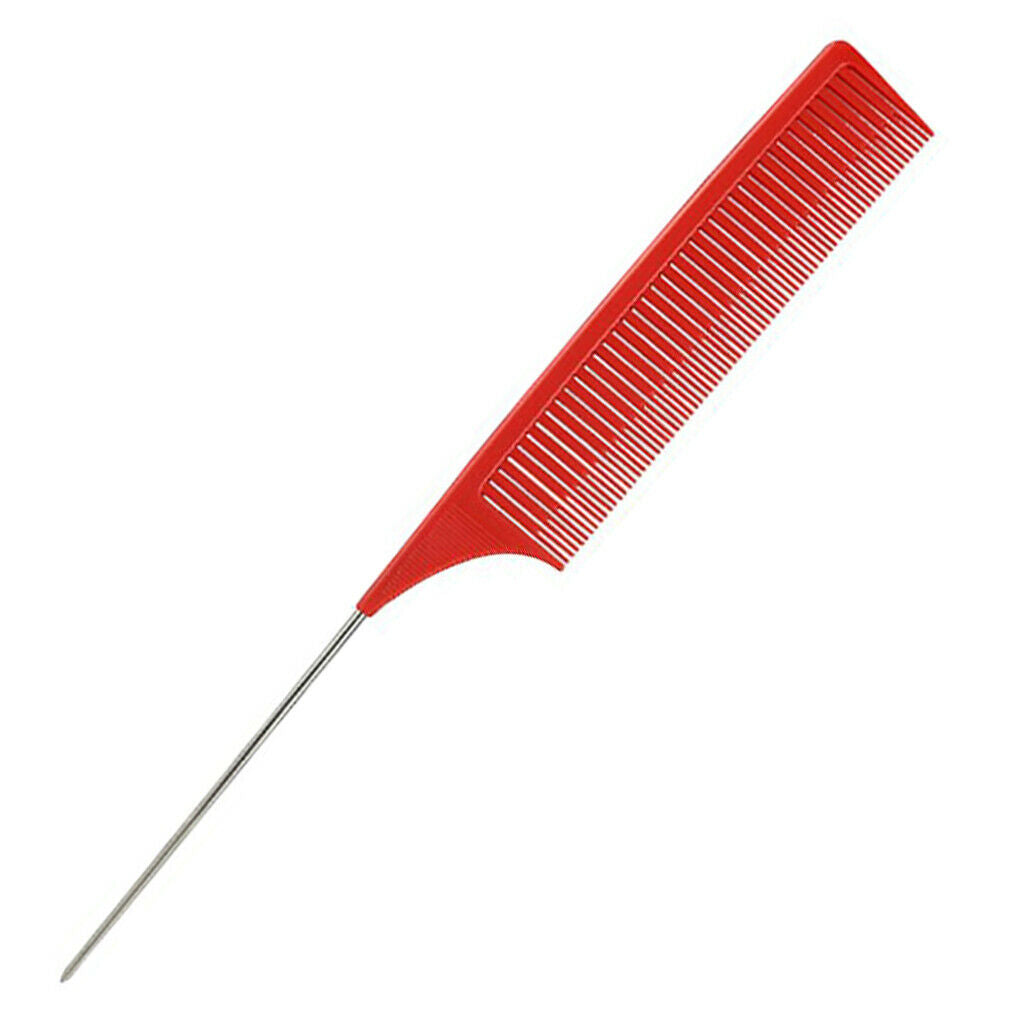 Professional Hair Weaving Coloring Dye Foiling Rat Tail Combs Set Red Durable