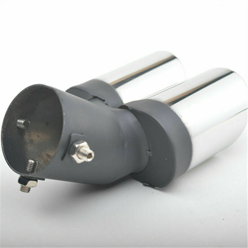 63mm Car SUV Modification Grilled Stainless Steel 2 Dual Pipe Exhaust Pipe Cover