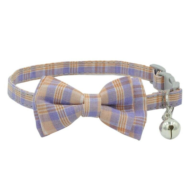 1X(Pet Dog Supplies Cute Buckle with Bell Pets Dog Collar with Lattice Bowk fo2)