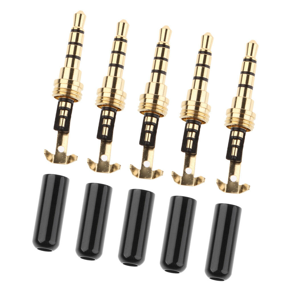 5pcs Universal Audio Plug Male Head Plug Connector Head For MP4 Agate Black