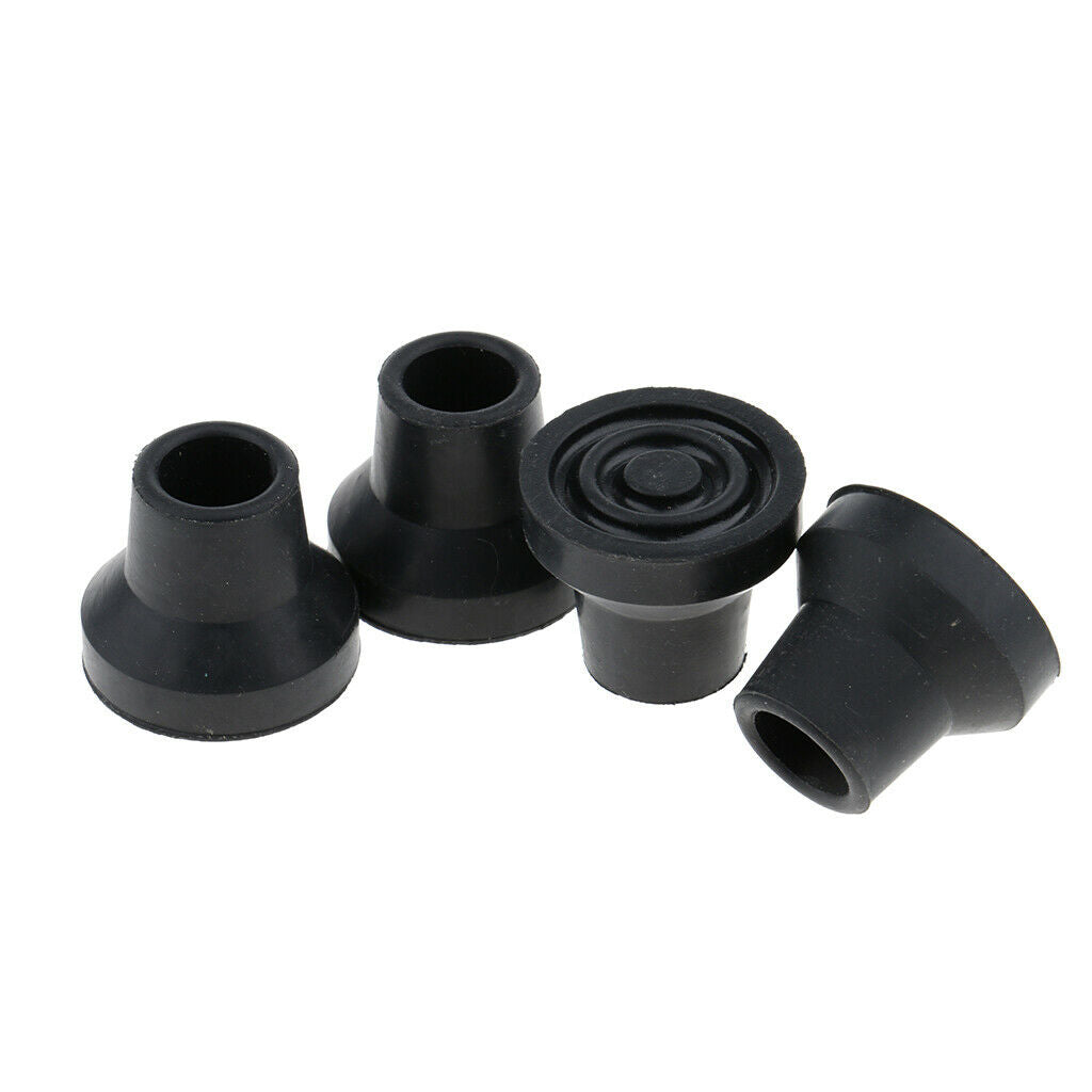4pcs Anti-Skid Rubber Crutch Cane Walking Stick Tips Pad Black 16mm
