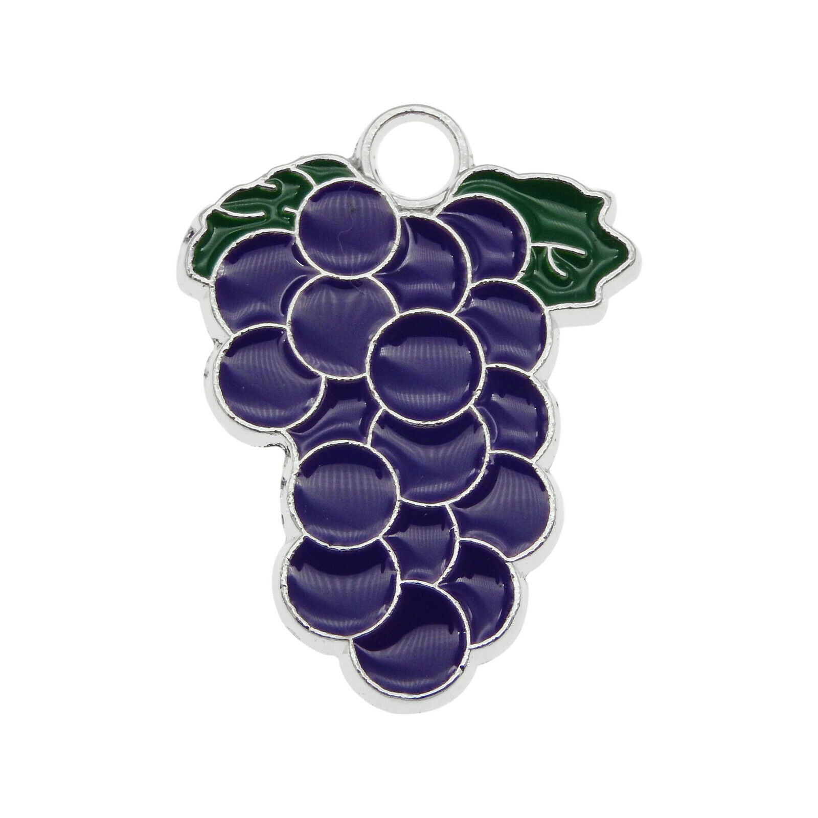 10 pcs Purple Grape Charm Enamel Pendant Keychain Jewelry Crafts Alloy 26*20mm