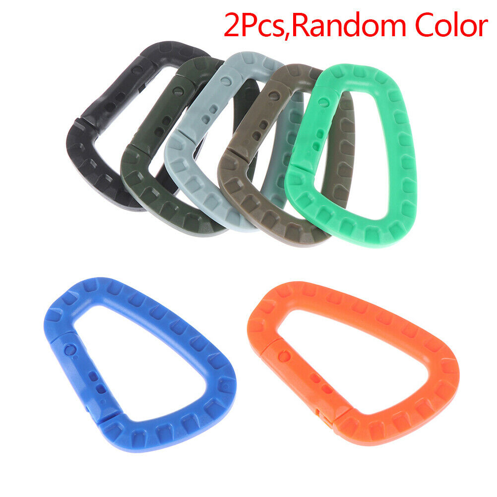 2 Pcs Plastic Carabiner D-Ring Key Chain Clip Hook Outdoor Camping Buckle Sn Kt