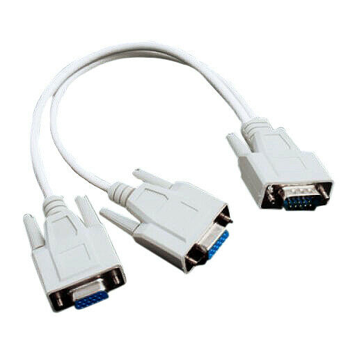VGA Male to 2 Female Splitter Cable for PC Monitor
