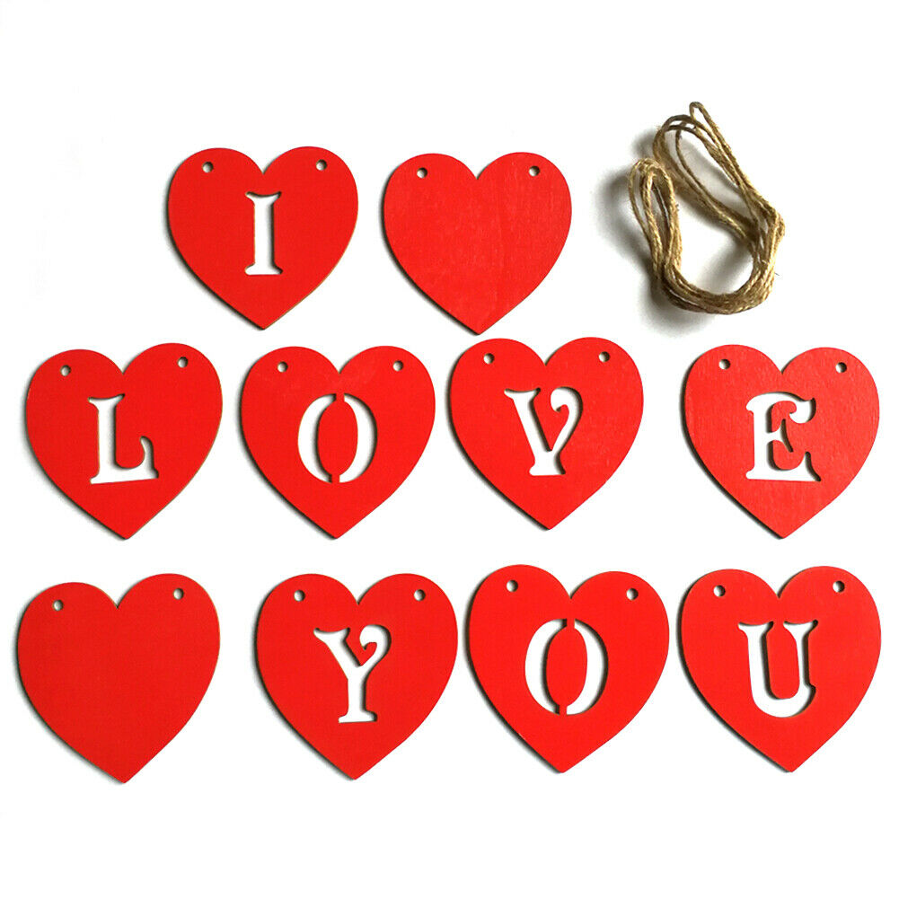 Wooden Hollowed I LOVE YOU Wedding Pendant Festival Party Hanging Ornaments @