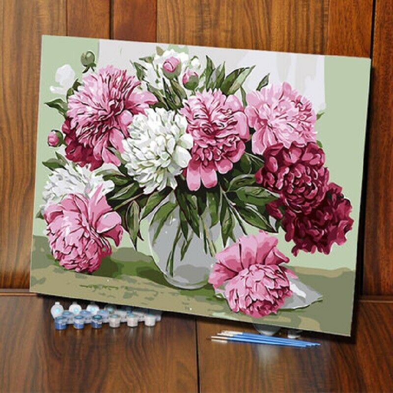 Home Decor Canvas Paint Kit Oil Painting DIY Flower Bottle No Frame 40*50cm