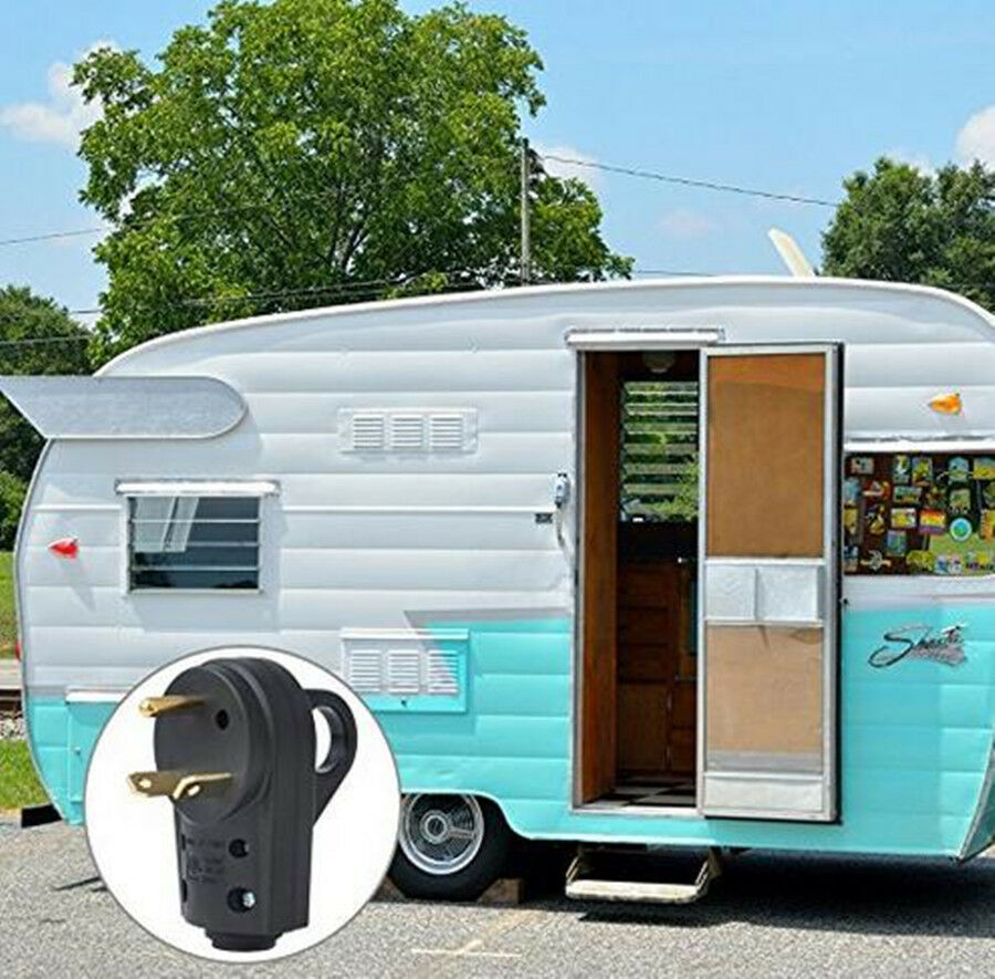 125V/30A Male Plug Handle Electrical Plug Adapter for RV Trailer Camper Caravan