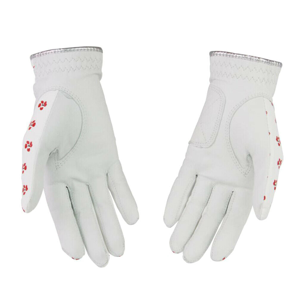 1 Pair Women Breathable Golf Gloves Left Right Hand Glove Pure Sheepskin