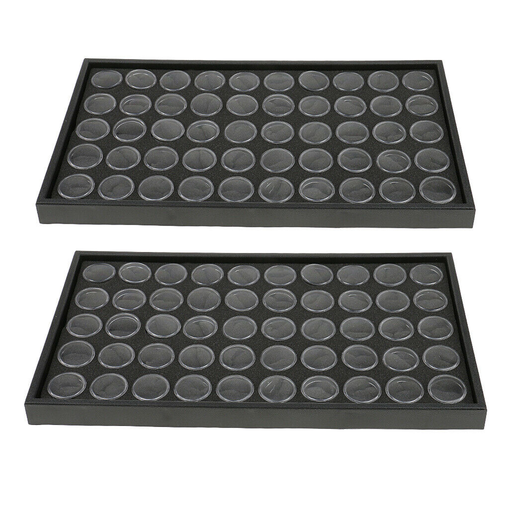 2 Pieces 50 Grids Nail Glitters Rhinestones Organizer Trinket Beads Holder Box