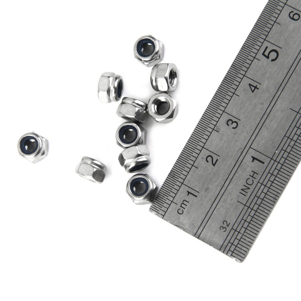 20Pcs M3,M4 Stainless Steel Nuts To Fit Metric Bolts Screws Nylon Insert Locking