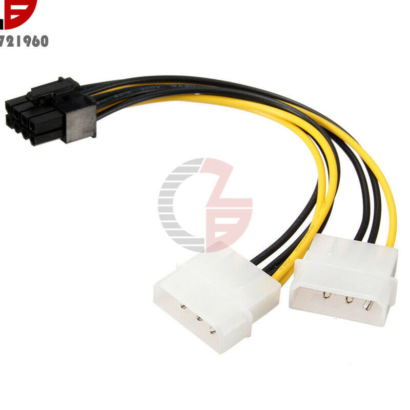 Dual Molex LP4 4 Pin to 8 Pin PCI-E Express Converter Adapter Power Wire Cable