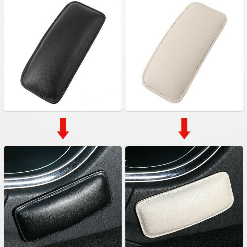 Universal Car Armrest Cushion Mat Elbow Leg Bolster Protective Pad Leather Black