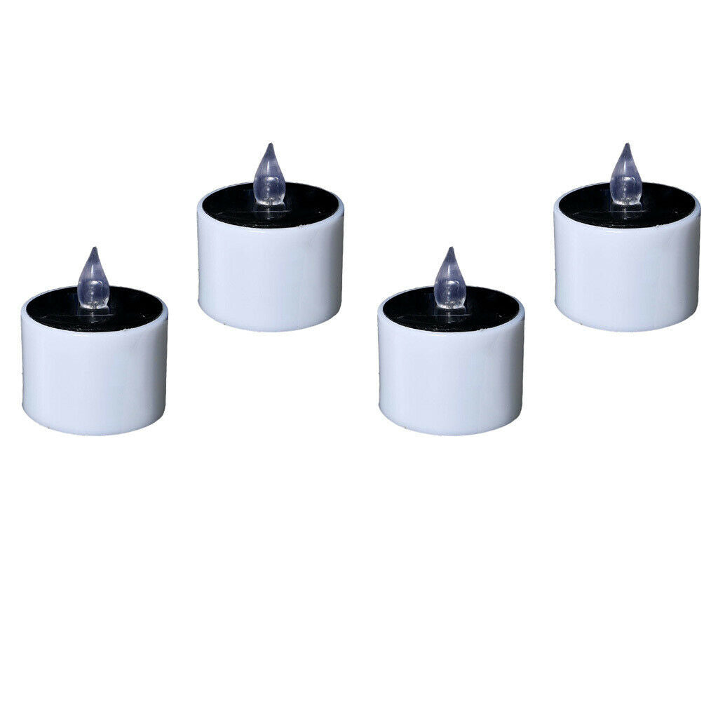 4x Flameless LED Tealights Electric Bulb Solar Operated Realistic and Bright