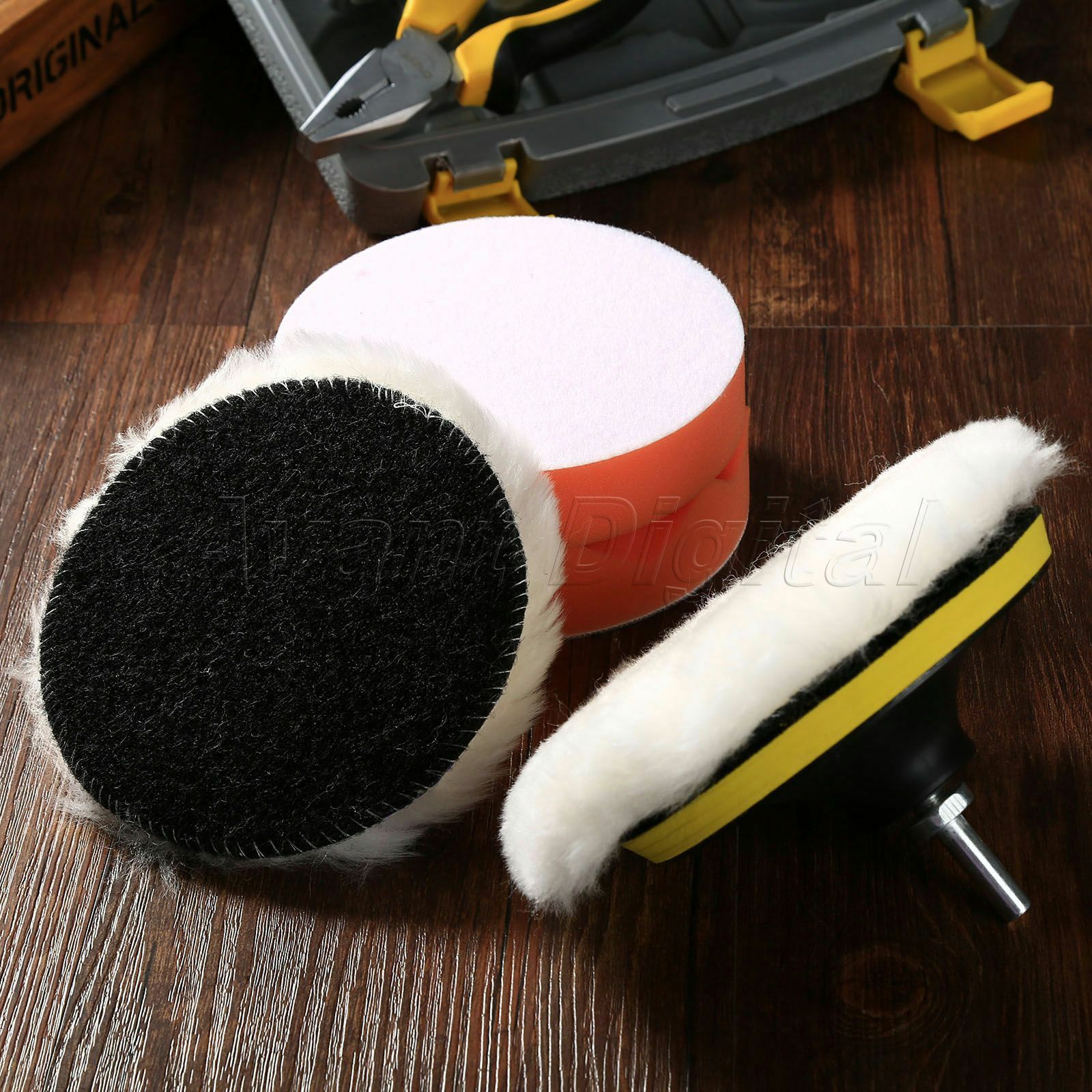 5pcs 5" Gross Polishing Waxing Pad Set + Drill Adapter for Car Polisher Buffer