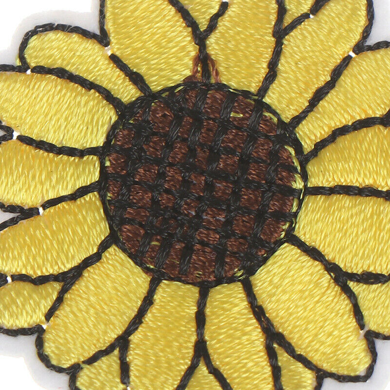 10Pcs Yellow Sunflower Patches Iron on Patch Embroidered Applique Sewing CraDEAU